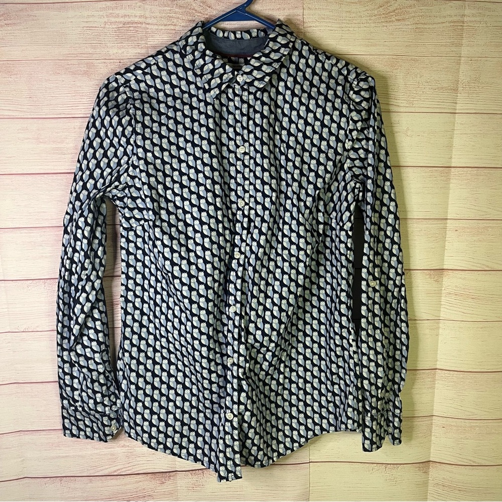 Charter Club Shirt Shop Relaxed‎ Fit OWL Print Cotton Long Sleeve Button Up Sz6